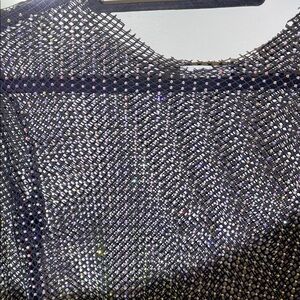 Sheer Black Sparkle Mesh Blouse - Women's Evening Top